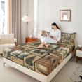 thumbnail image 4 of Homewish Bear Deer Duck Bed Sheets, Rustic Hunting Wildlife King Sheets, Brown Vintage Patchwork Sheet Set, Super Cozy Room Decor, 4pcs, 4 of 7