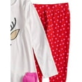 thumbnail image 3 of Girls White Reindeer Christmas Pajama set Holiday Sleep Set Small 7/8, 3 of 3