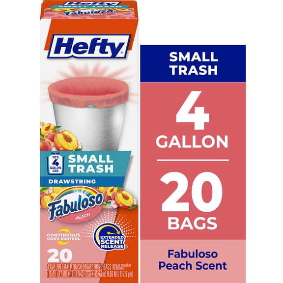 Hefty Small Trash Bags, Peach, Fabuloso Peach Scent, 4 Gallon, 20 Count