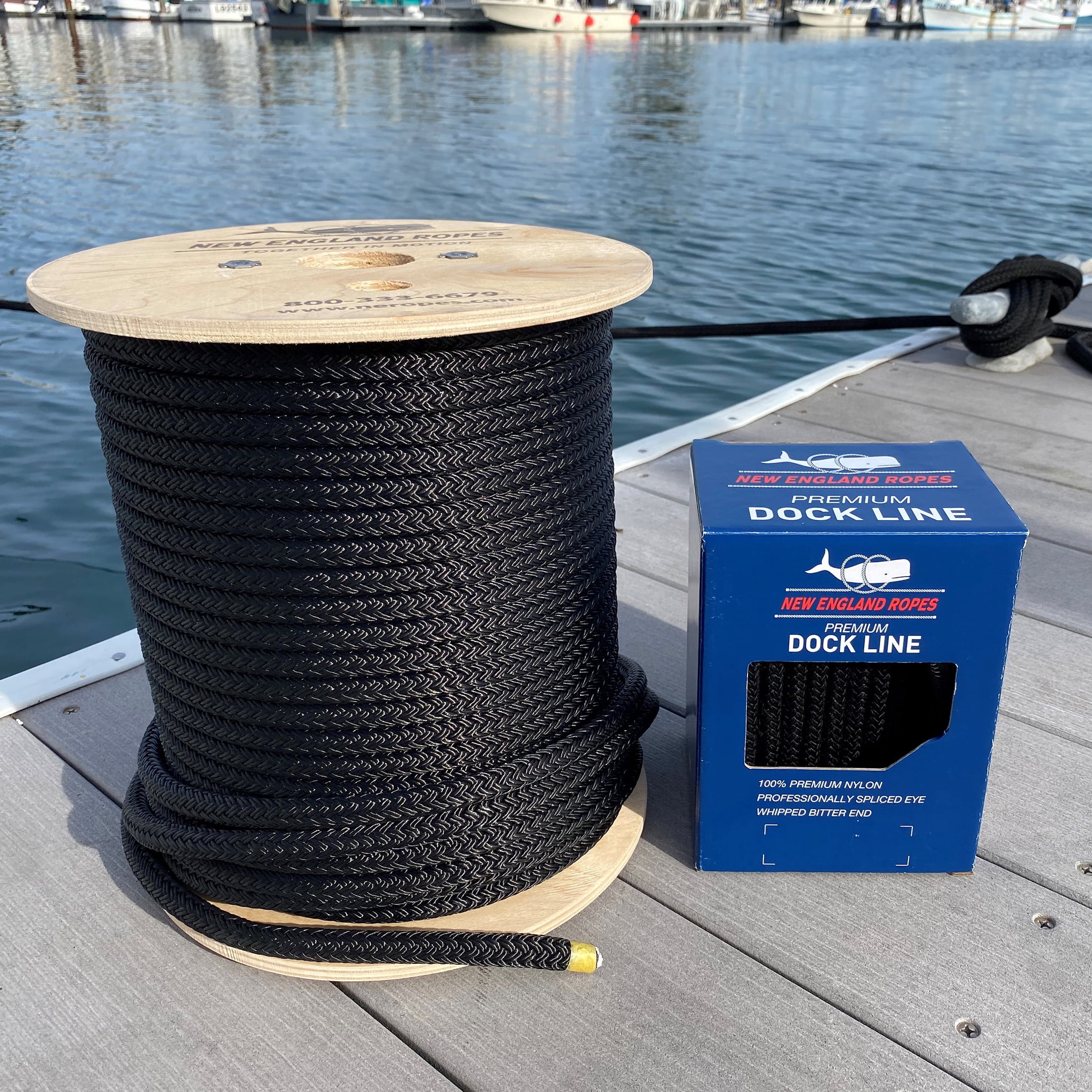 New England Ropes Premium Dock Line 1/2 X 25 Double Braided BLUE