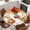 DarkOrange White, variant on Orange Pumpkins Fall Round Tablecloth, Fitted Table Cover with Elastic for 36"-44" Round Tables, Thanksgiving Maple Leaves Botanical Table Cloth Outdoor Indoor Dinning Party Waterproof Tablecloths