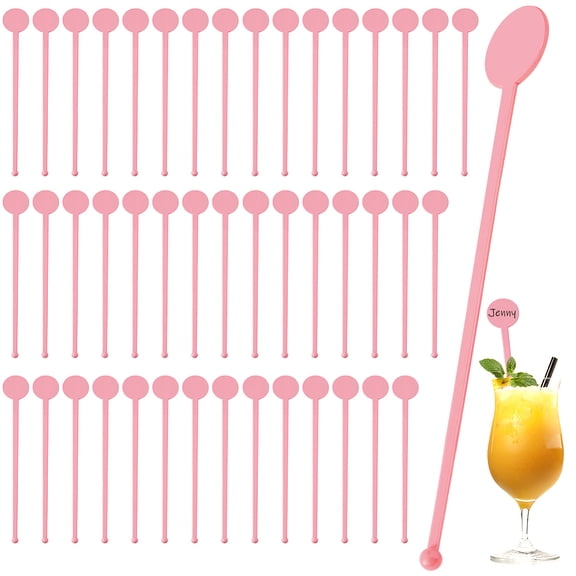 80pcs Cocktail Swizzle Sticks 7.3in Drink Stirrers Cocktail Stirrers for Christmas Party Wedding Home Bar Cafe Restaurant Cocktail Decoration Pink