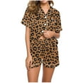 thumbnail image 1 of Tnhcen Ensemble de Pyjama Aguichant à Imprimé Léopard pour Femmes, Manches Courtes, Col en V, 2 Pcs, P-2TG, 1 of 5