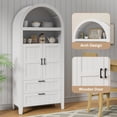 thumbnail image 5 of UEV 71.3" Tall Arched Cabinet, 6-Tier Arched Bookcase with Doors and Drawers,Bookshelf with Storage, Kitchen Pantry Modern Wooden Farmhouse Storage Cabinet for Living Room,White, 5 of 7