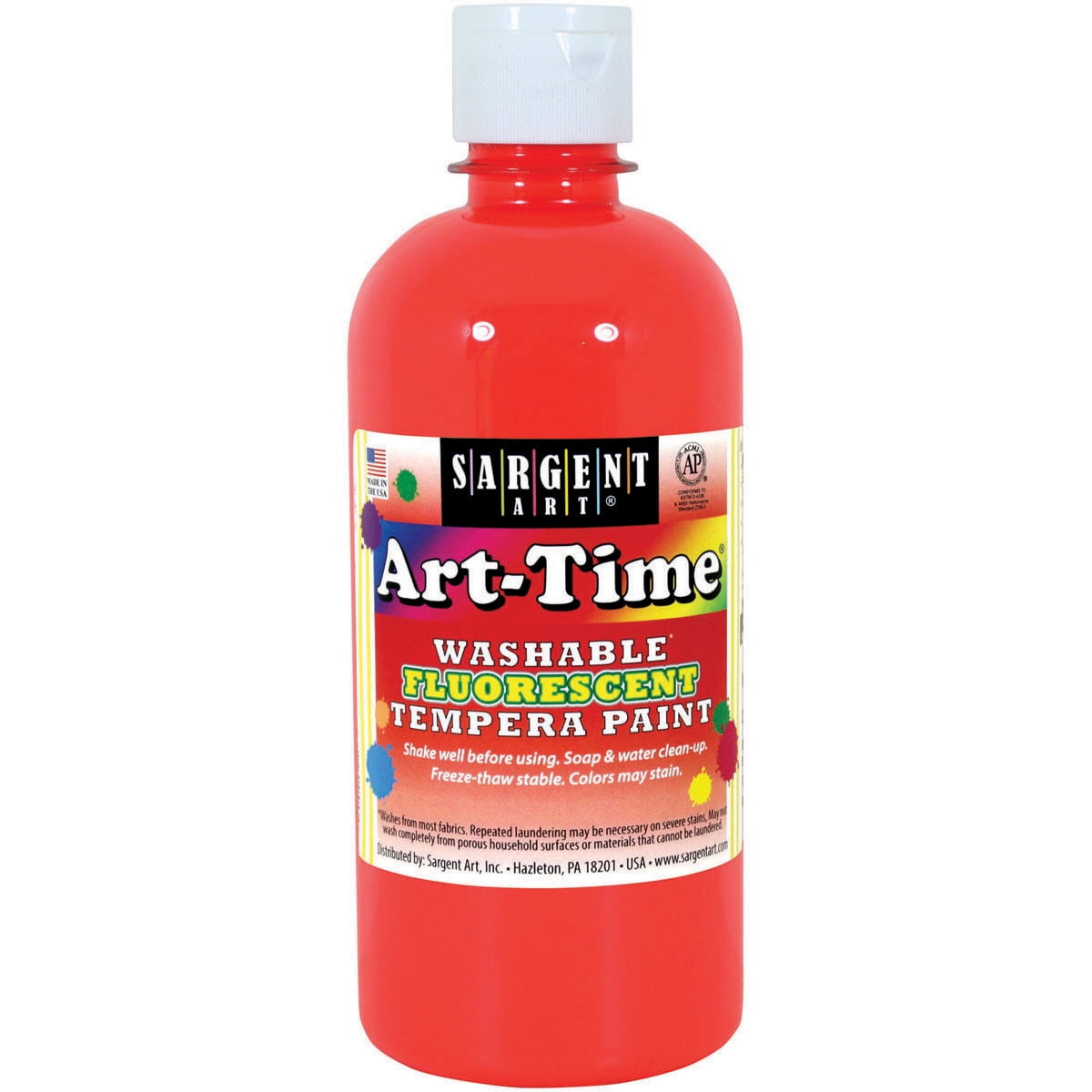 Washable ArtTime(R) Fluorescent Tempera Paint 16ozRed