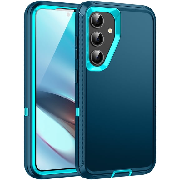 RegSun for Galaxy S24 Case,Shockproof 3-Layer Full Body Protection [Without Screen Protector] Rugged Heavy Duty High Impact Hard Cover Case for Samsung Galaxy S24,Turquoise