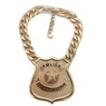 thumbnail image 2 of Women Gold Metal Chain Necklace Big Police Badge Pendant Protect & Serve, 2 of 6