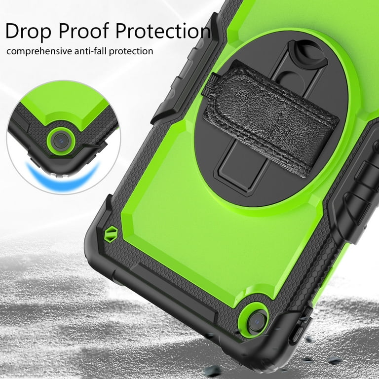 Dteck Screen Protector Case for Lenovo Tab M10 Plus (3rd Gen) 2022  10.6-inch TB-125F/TB-128F,Shockproof Rubber Armor 3-Layer Protection Case  Stand Cover with Adjustable Shoulder/Hand Strap,Green+Black 
