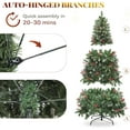 thumbnail image 4 of Prelit Pre-Decorated Pine Christmas Tree 6FT with Remote, Artificial Hinged Xmas Tree with 818 Flocked Frosted Tips, 250 Lights, 58 Pine Cones & 58 Red Berries for Holiday Party Office Home, 4 of 10
