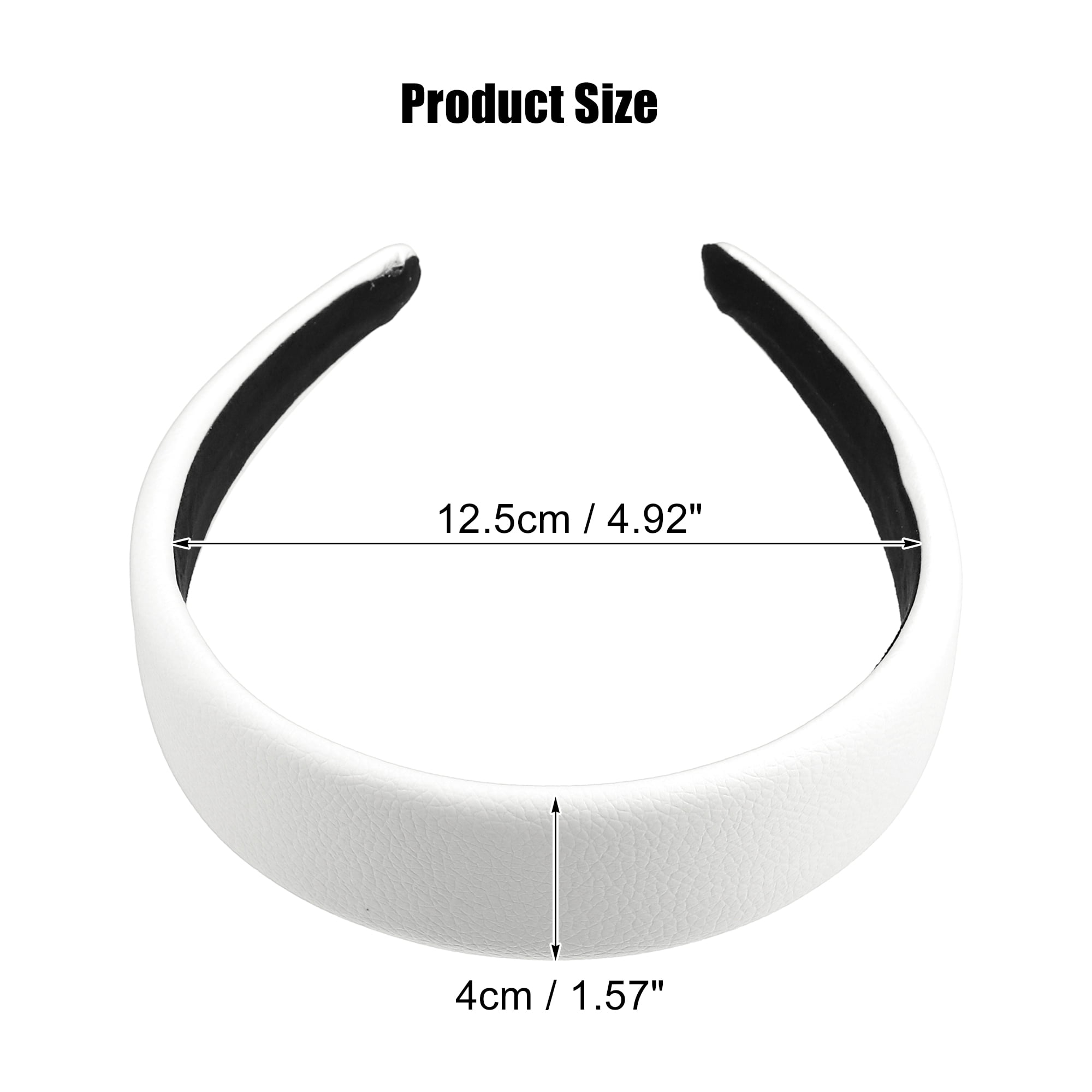 Unique Bargains Faux Leather Headband Hairband for Women 1.6 Inch Wide White