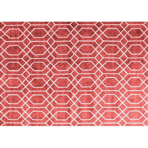 Ahgly Company Indoor Rectangle Abstract Red Contemporary Area Rugs, 7' x 10'