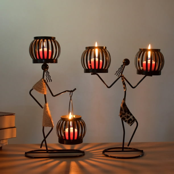 Dream Lifestyle Candle Stand Pastoral Artistic Iron Abstract Character Sculpture Candle Holder