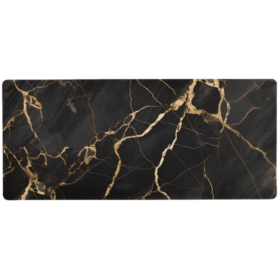 JSTEL Black & Gold Marble Art Large Gaming Mouse Pad Big Mousepad Mice Keyboard Mat with Non-Slip Rubber Base for Computer Laptop Home & Office, 31.5 X 11.8 inch