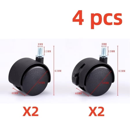 Vruelia Set of 4 Screw In Caster Wheels - 2 With Lock Function