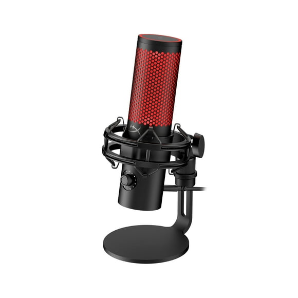 HyperX QuadCast 2 Microphone USB pour Jeux, Streaming et Podcast, avec Commandes Intégrées, Éclairage LED, Support Amovible Antichoc, PC, Mac, PS5, PS4, USB-C - Noir