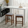 thumbnail image 4 of Costway Set of 2 Upholstered Bar Stools Wooden Counter Height Dining Chairs Walnut, 4 of 9