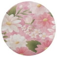 thumbnail image 3 of Floral Colorful Flower Soft Bedroom Round Area Rug, Washable Cute Nursery Circle Throw Mat, Non-Slip Contemporary Small Low Pile Floor Carpet for Dorm Bedside, 3 of 6