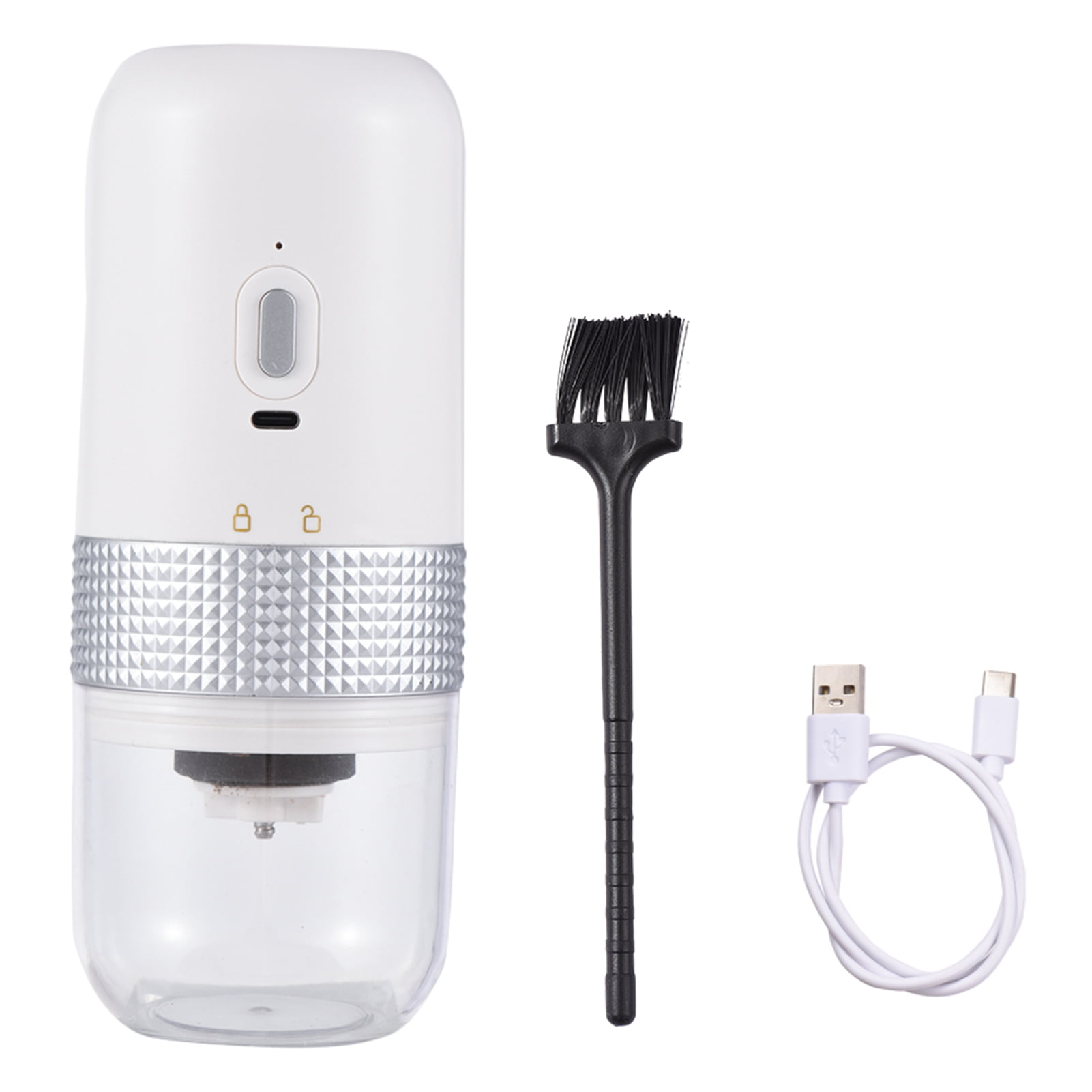 LAZIOEGR White Electric Coffee Burr Grinder, Cordless USB Rechargeable Coffee Bean Mill with Adjustable Coarseness (7.4 x 2.95 in / 18.8 x 7.5 cm), Ceramic Core