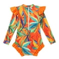 thumbnail image 5 of Kiijoy Little Girls Long Sleeve Zip-Up Rash Guard Tropical Ruffle One-Piece Swimsuit, 5 of 5