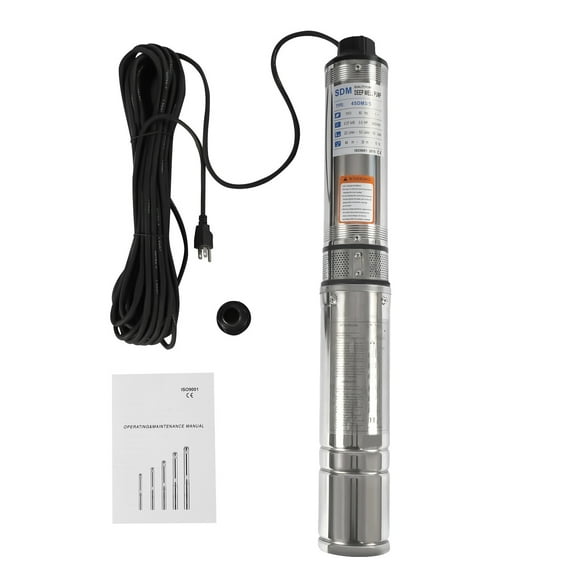 Submersible Pumps OD Pipe 110V/60HZ 0.37KW 0.5HP Stainless Steel submersible well pump 1.25" Outlet Submersible Bore Pump submersible well pump for Industrial and Home Use