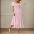 thumbnail image 2 of Maxi Dresses for Women, Square Neck Flutter Sleeve Smocked Dress with Pockets, for Various Occasions, 2 of 6