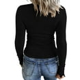 thumbnail image 2 of Women’s Long Sleeve Henley T Shirts Button Down Slim Fit Tops Scoop Neck Ribbed Knit Shirts, 2 of 3