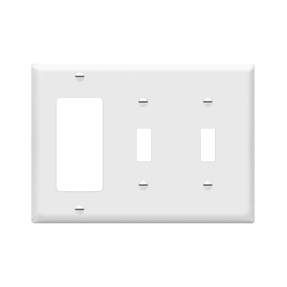 ENERLITES Combination Toggle / Decorator Rocker Switch Wall Plate, Standard Size 3-Gang, White