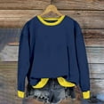 thumbnail image 2 of Holzkary Sweatshirts for Women Hoodies Women's Contrasting Color Casual Long Sleeved Round Neck Sweatshirt Graphic Printed Pullover Top Comfy Fall Winter Outfits Clothes 2025 Fashion Dark Blue L, 2 of 3