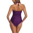 thumbnail image 2 of Smismivo Traje de baño con control de barriga, traje de baño de una pieza, traje de baño acolchado fruncido para mujer, bikini vintage adelgazante (púrpura mediano), 2 of 5