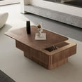 thumbnail image 6 of 38.6" Walnut Fluted Lift Top Coffee Table with Hidden Storage Modern Wooden Living Room Tea Table, 6 of 8