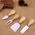 thumbnail image 4 of 4pcs Stainless Steel Cheese Slicers Cheese Slicers Set Cutter Shovels Handle Cheese Fork Set Wood Handle Baking Butter Cutter Sandwich Spreader Kit, 4 of 8
