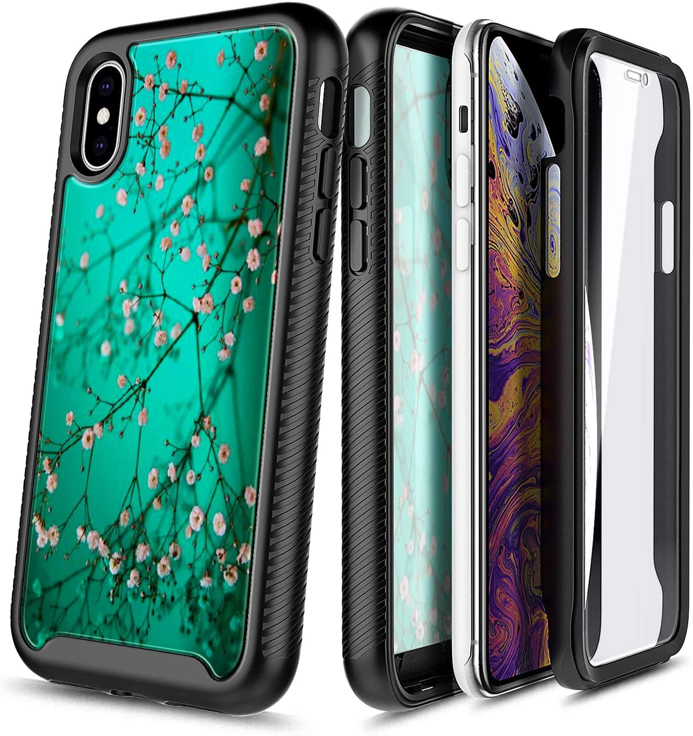 For iPhone XR Case, with Builtin Screen Protector, Nagebee FullBody