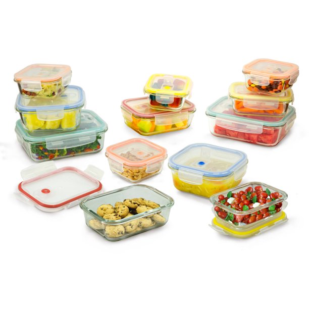 Fire & Ice Glass Food Storage Containers with SteamRelease Lids, 24