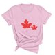 thumbnail image 3 of Fiudx Liquidación de Ahorros de Verano Camiseta Básica de Verano de Manga Corta Informal para Mujer, Blusa con Estampado de Hoja de Arce Del Día de Canadá, Camiseta con Cuello Redondo, 3 of 3