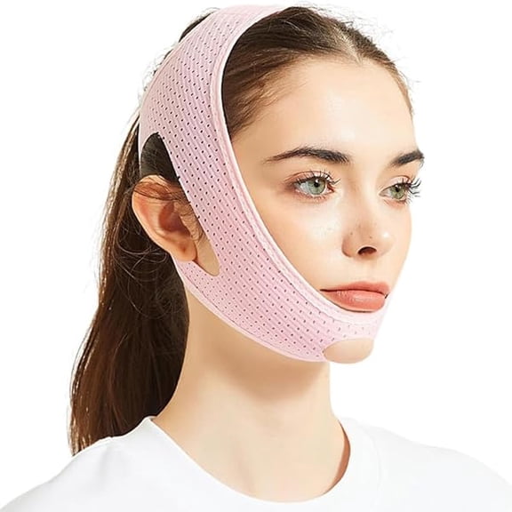 AoVoTo Chin Strap for Sleeping, Chin Strap for CPAP Users, Jaw Strap for Sleep Apnea, Adjustable & Breathable Chin Strap, Anti Snoring Devices,Snore Stopper for Men and Women, (Pink/M)