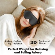 Weighted Eye Mask for Sleeping, 3D Contoured Sleep Mask Blackout with Adjustable Strap, Lash Extensions Sleeping Mask for Travel, Eye Cover Blindfold for Men Women (Black, 4.6oz)