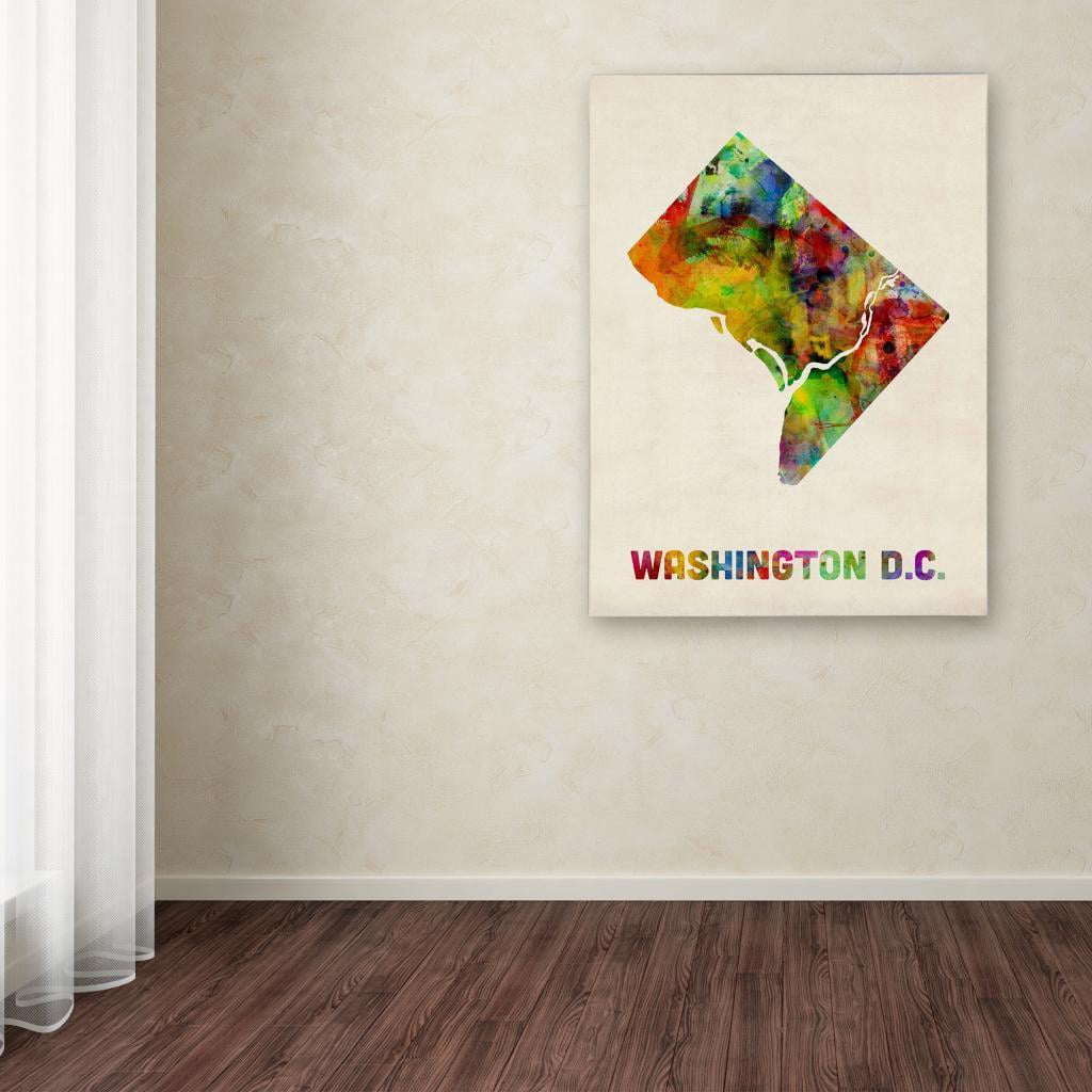 Trademark Fine Art "Washington D.C. Map" Canvas Wall Art by Michael Tompsett