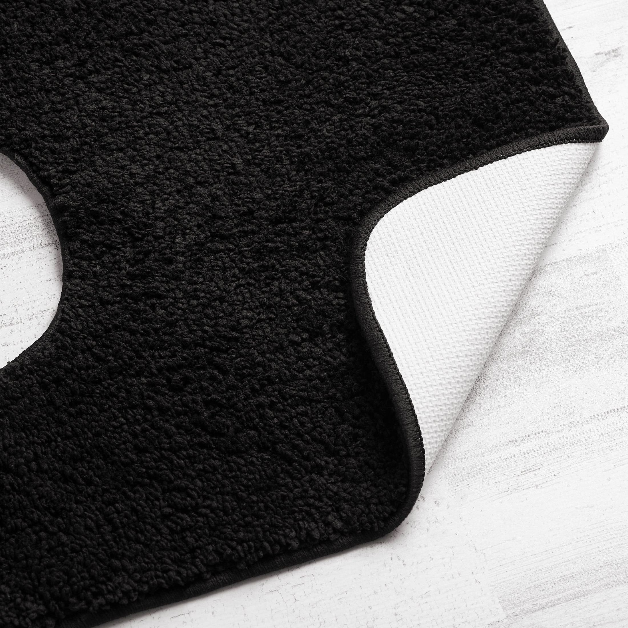 Mainstays Basic Polyester Contour Bath Rug, Black, 20" x 22"