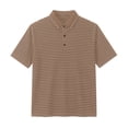 thumbnail image 5 of vdgthytj Mens Short Sleeve Shirts Lapel Collared Button Loose Fitted Pullover Tops Summer Breathable Striped Casual Shirts, 5 of 7