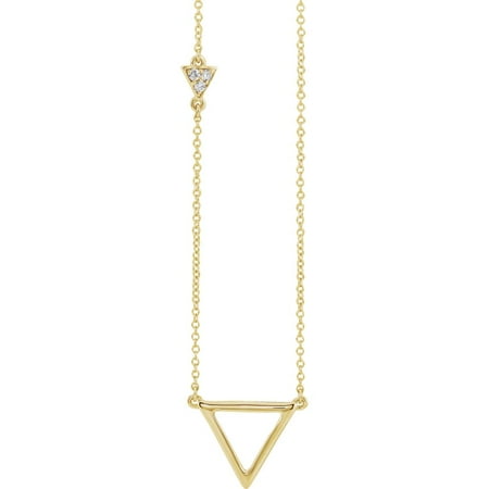 Diamond Triangle Necklace - 14k Yellow Gold Polished .05 Dwt Diamond Triangle Necklace