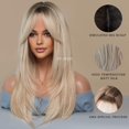 thumbnail image 4 of WIGS Long 613 Blonde Wig with Bangs Straight Wigs for Women,Heat Resistant Layered Synthetic Wigs for Daily Use, 4 of 14