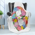 thumbnail image 4 of Letter B Soft Flannel Fleece Throw Blanket, Romantic ABC Sign with Fresh Spring Blossoms Colorful Feminine Alphabet Design, Cozy Plush for Indoor and Outdoor Use, 50" x 60", Multicolor, by Ambesonne, 4 of 5