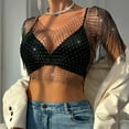 thumbnail image 5 of Rhinestone Mesh Body Chains for Women Sexy See Through Fishnet Hollow Tassels Crop Top Swimwear Bikini Party Clubwear, 5 of 9