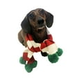 thumbnail image 2 of Midlee Christmas Striped Dog Scarf- Red/White & Green Pom Pom (Small), 2 of 5