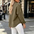 thumbnail image 5 of Women's Winter Cardigan Long-Sleeved Cardigan With Buttons Double Pockets And Collared Shirts Top Cozy Layered Top for Women Army Green L, 5 of 5