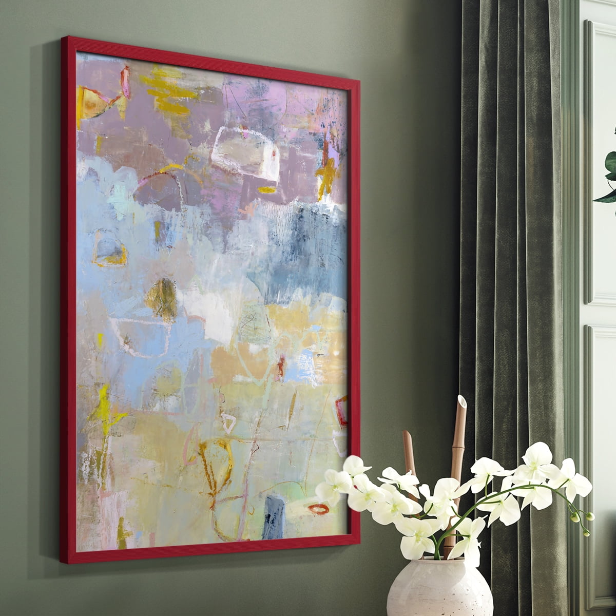 Whilst I Framed Print in Red Solid Wood 11 x 14 Framed Print