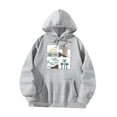 thumbnail image 3 of Sudadera con capucha para mujer, con cordón, ropa de otoño, camisetas de manga larga, sudadera con capucha para entrenamiento atlético, compras, gris , xxl, 3 of 7