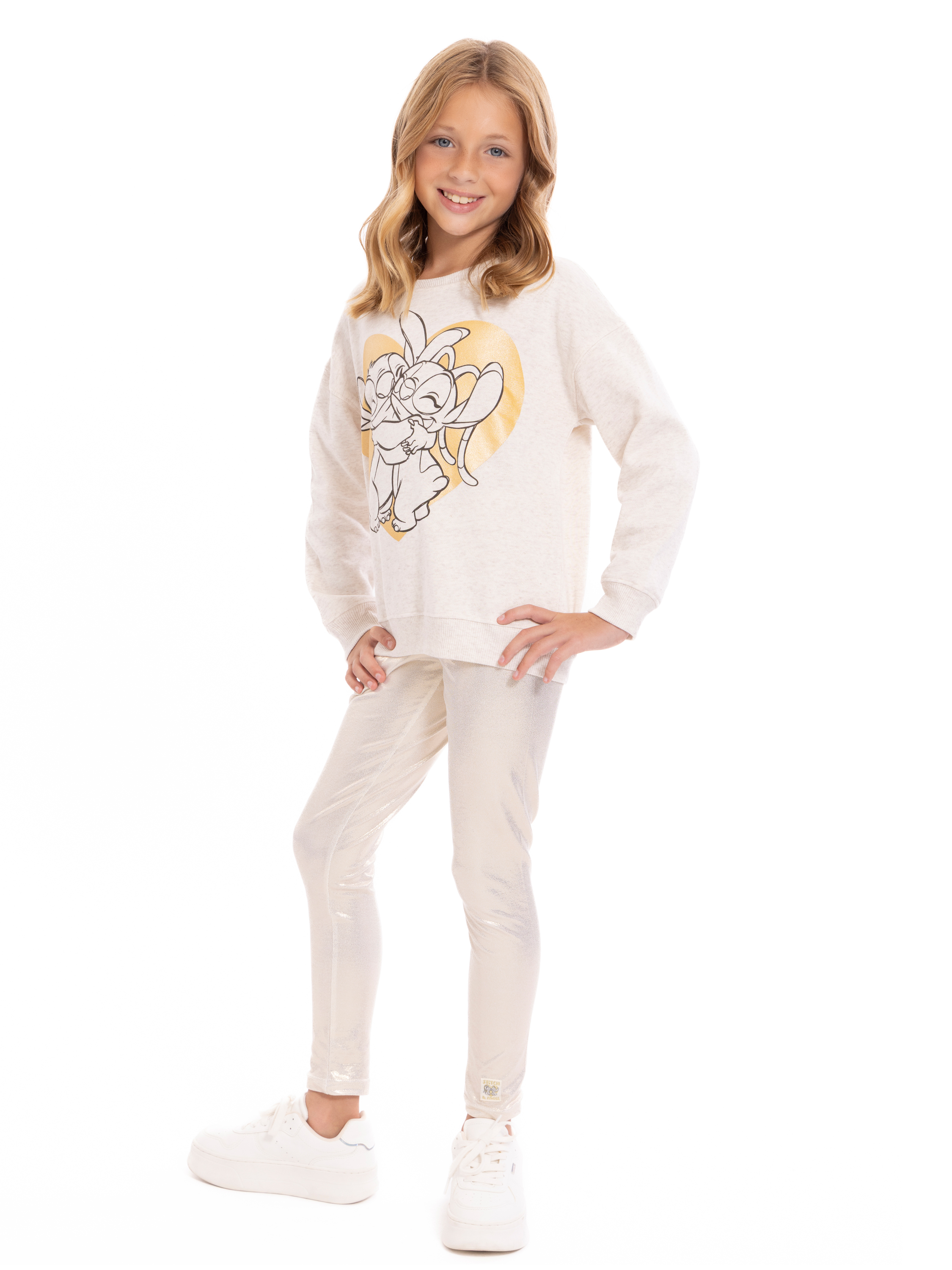 Stitch Girls' Graphic Sweatshirt and Shimmering Leggings Set, 2 Piece, Sizes 4-16