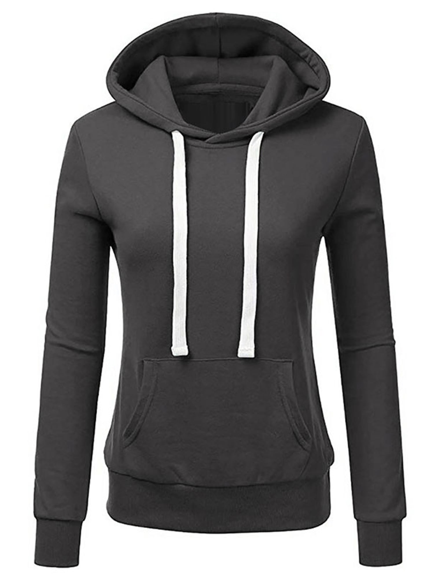 Women's Plain Hooded Sweatshirt Winter Hoodies Jumper Tops Pullover ...