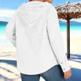 thumbnail image 2 of OGLCCG Women's Cotton Linen Long Sleeve Button Down Shirt Plus Size Summer Casual Hawaiian Beach Tops Lightweight Fashion Baggy Hoodies,XL,White, 2 of 6